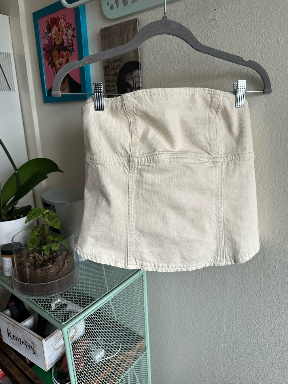 Zara Strapless Ecru Denim Bustier